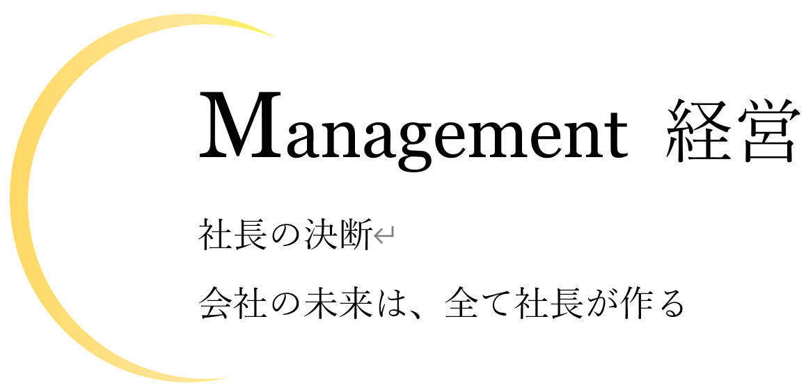 management　経営　社長の決断　会社の未来は、全て社長が作る